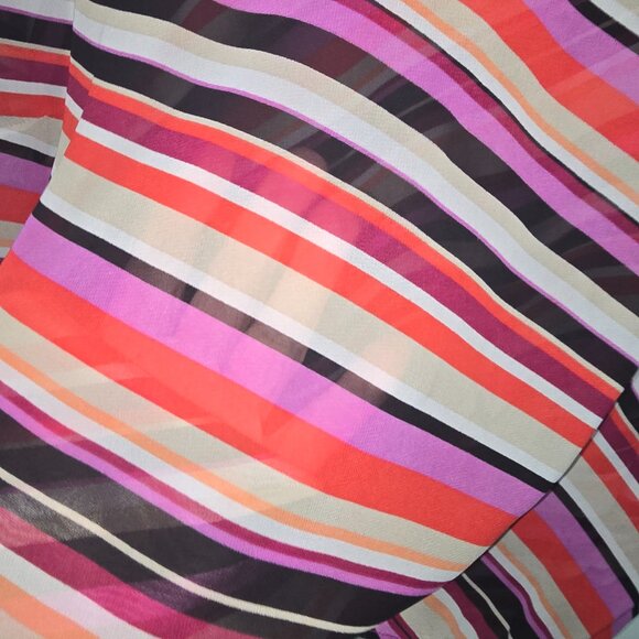 Dana Buchman Blouse Red Purple Black Tan Sheer Top Wrap Layered Size XL - Picture 4 of 6